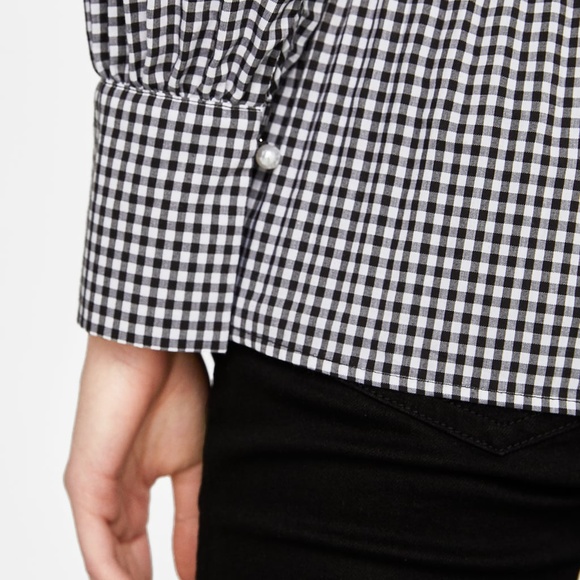 ZARA Checked pleated top - Picture 3 of 4